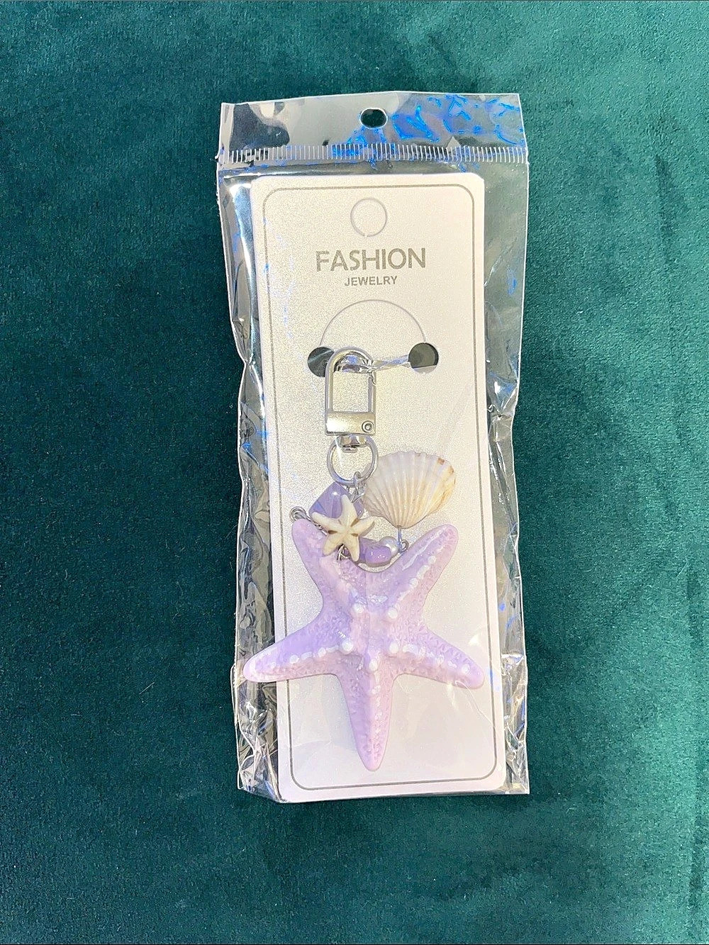 Purple Starfish Seashell Keychain NWT
